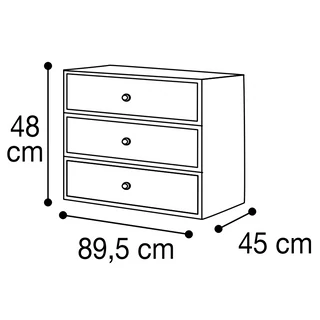Interior 3-drawers block for 2-doors cabinet - walnut