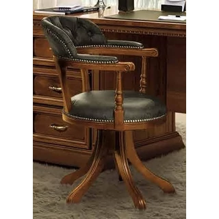 Treviso Day Swivel chair with faux leather, without wheels, Ciliegio/Verde - cherry