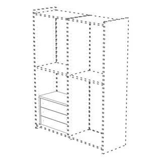 Torriani Interior 3-drawers block for 2-doors cabinet - ivory