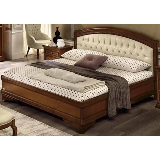 Torriani GIORGIONE Double bedstead - 180x200 cm, capitonné padded headboard, walnut