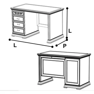 Torriani Day Desk with drawer part, with faceted back panel - walnut