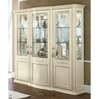 Torriani Day 3-ajtós vitrines szekrény tükör hátfallal - elefántcsontszín