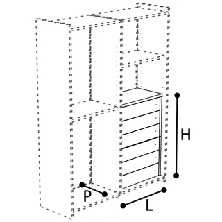 Treviso Interior 6-drawers block for 2-doors cabinet - cherry