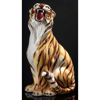Bengáli tigris kerámia szobor - festett porcelán