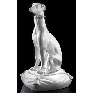 Agár kerámia szobor, eredeti Swarovski nyakékkel, fehér párnával - fehér