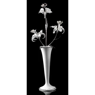 Giulia kerámia váza orchideákkal - fehér, platina