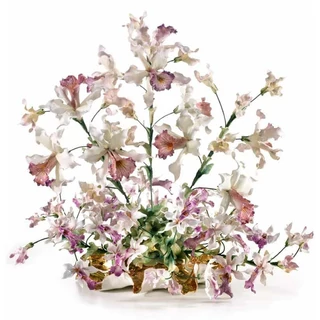 Kerámia virágkosár orchideákkal - arany