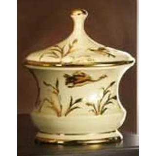 Ovális kerámia ékszerdoboz - krémszínű, arany