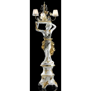 Kerámia állólámpa, talapzattal, eredeti Swarovski kristályokkal - fehér, arany, platina