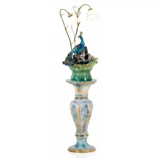 Ceramic fountain: small peacock, with pedestal, with built-in lighting (2 pcs).