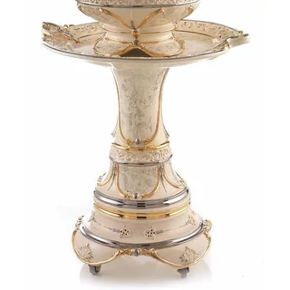 Díszesen dekorált kerámia állvány - krémszínű, arany, platina