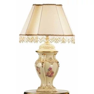 Kerámia lámpa, áttört mintázatú füstüveggel - krémszínű, arany