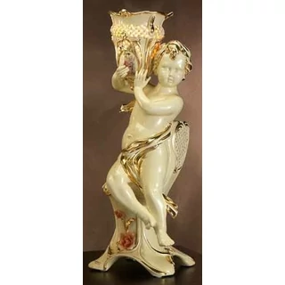 Kerámia angyalka lámpával - krémszínű, arany