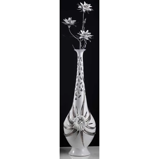 Nagyméretű kerámia váza, eredeti Swarovski kristályokkal - fehér, platina