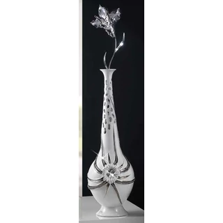 Kisméretű kerámia váza, eredeti Swarovski kristályokkal - fehér, platina