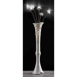 Kerámia állólámpa pillangókkal, 5 világító virággal - fehér, arany, platina