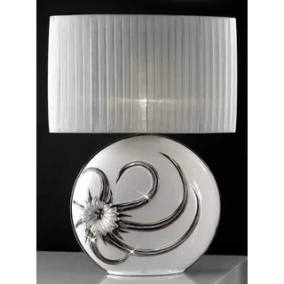 Nagyméretű kerámia lámpa, eredeti Swarovski kristályokkal - fehér, platina