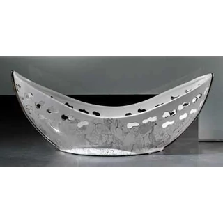 Asztali kerámia dísztál - fehér, platina