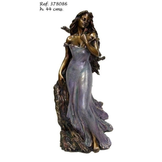 Andalgó lány rózsával bronz szobor