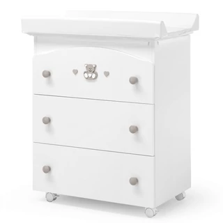 Charly chest of drawers with diaper changing and bathing kit, with 3 drawers - white-sand color