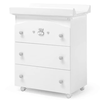 Charly chest of drawers with diaper changing and bathing kit, with 3 drawers - white-grey