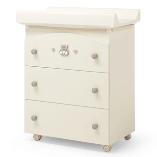 Charly chest of drawers with diaper changing and bathing kit, with 3 drawers - beige