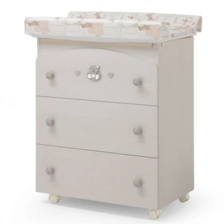 Charly chest of drawers with diaper changing and bathing kit, with 3 drawers - sand color