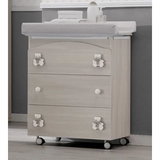 Dudu chest of drawers with diaper changing and bathing kit, with 3 drawers - sand color