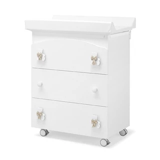 Dudu chest of drawers with diaper changing and bathing kit, with 3 drawers - white-sand color