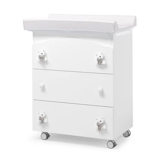 Tato chest of drawers with diaper changing and bathing kit, with 3 drawers - white-pink