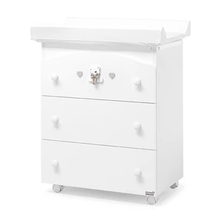 Tato chest of drawers with diaper changing and bathing kit, with 3 drawers - white-pink