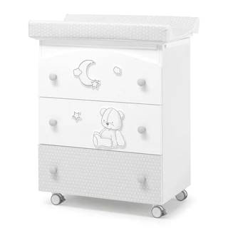 Stella chest of drawers with diaper changing and bathing kit, with 3 drawers - white-grey