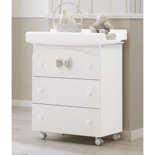 Lilli chest of drawers with diaper changing and bathing kit, with 3 drawers - white