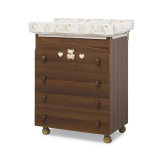 Jolie chest of drawers with diaper changing and bathing kit, with 3 drawers - walnut