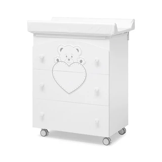 Lulu chest of drawers with diaper changing and bathing kit, with 3 drawers - white