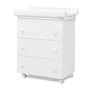 Dolce chest of drawers with diaper changing and bathing kit, with 3 drawers - white