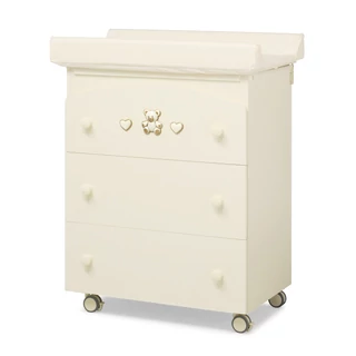 Jolie chest of drawers with diaper changing and bathing kit, with 3 drawers - beige