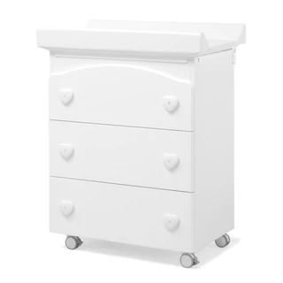 Elite chest of drawers with diaper changing and bathing kit, with 3 drawers - white