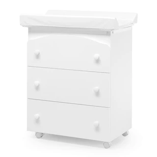 Nido chest of drawers with diaper changing and bathing kit, with 3 drawers - white