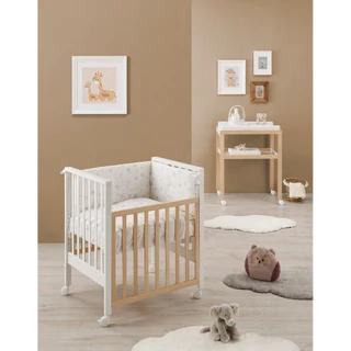 Bölcső/babaágy, átalakítható, állítható magassággal, fehér-barna – ER Evolution