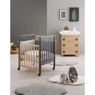 Bölcső/babaágy, átalakítható, állítható magassággal, sötétszürke – ER Evolution