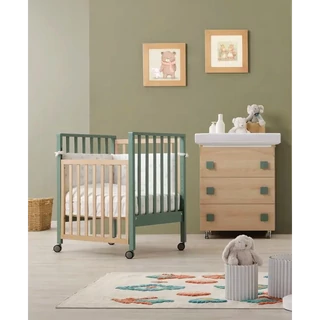 Bölcső/babaágy, átalakítható, állítható magassággal, zsályazöld – ER Evolution