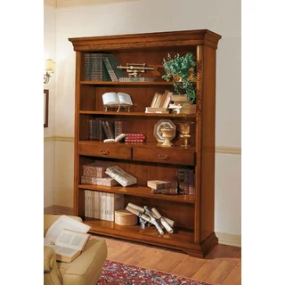 Edera Inlayed bookshelf with 2 drawers