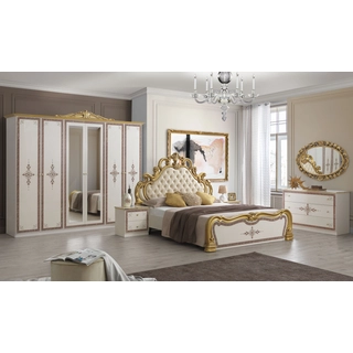Grace klasszikus olasz stílusú hálószoba garnitúra, fehér-arany színben