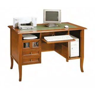 Garda Desk with faux leather top, with computer shelf