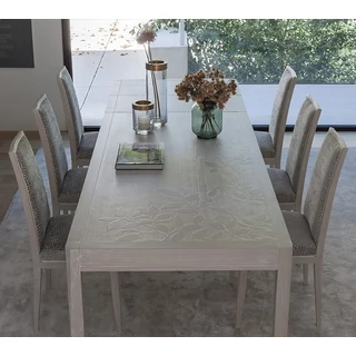 Eden Day Dining table 200x100 cm (+2x40 cm extendable), with leaf motif