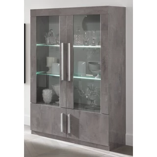 LM Greta Day 2-doors display cabinet with LED-lighting - grey marble