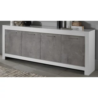 LM Modena Day 4-doors buffet chest of drawers - grey marble-white