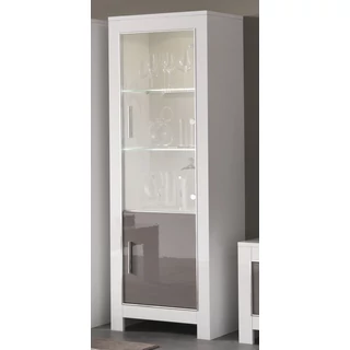 LM Modena Day 1-door display cabinet with LED-lighting - steel grey-white