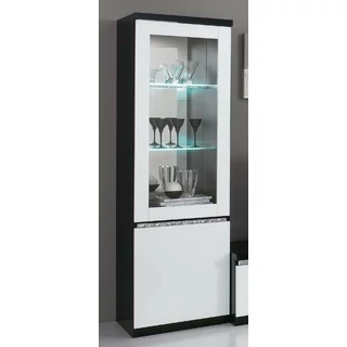 LM Roma Cromo Day 1-door display cabinet with LED-lighting - black-white